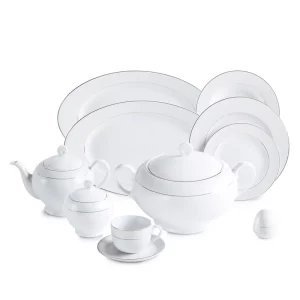سرویس چینی زرین 12 نفره کامل سپید صدف (102 پارچه)
