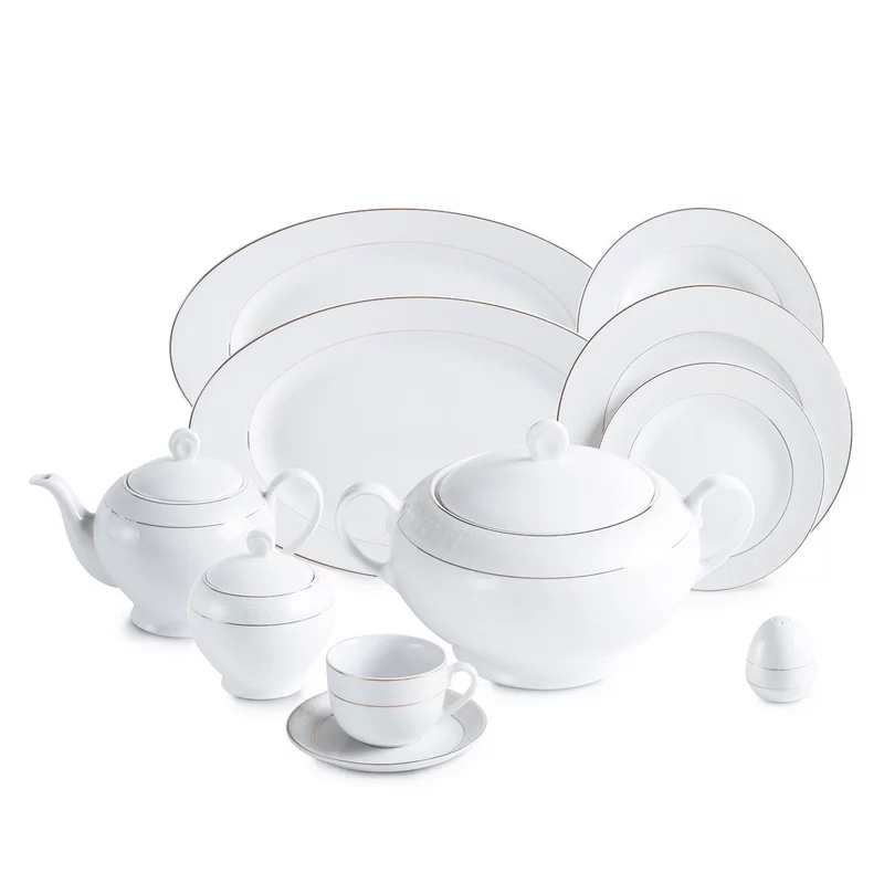 سرویس چینی زرین 12 نفره کامل سپید صدف (102 پارچه)