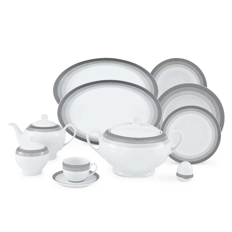 سرویس چینی زرین 12 نفره کامل سیلورلاینر (102 پارچه)