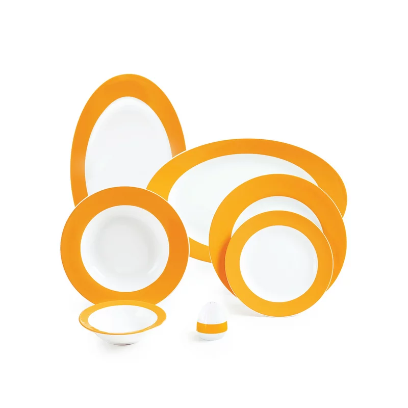 سرویس چینی زرین 6 نفره غذاخوری نارنج (28 پارچه)