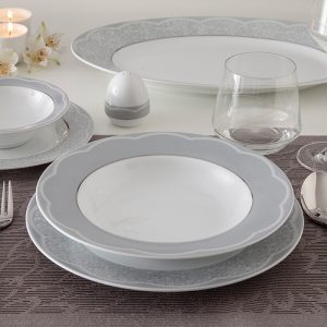 سرویس چینی زرین 12 نفره کامل ایزابل پلاتینی (102 پارچه)