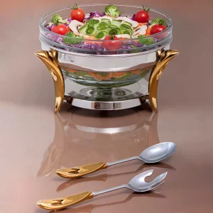 سوفله سالاد خوری تک استیل مدل لوپ (دسته طلایی)