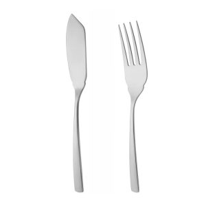 کارد و چنگال سرو ماهی ناب استیل طرح فلورانس استیل براق (2 پارچه)