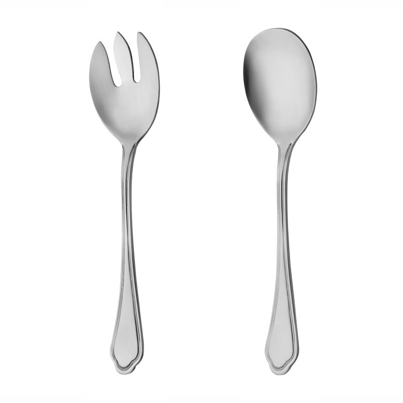 قاشق و چنگال سالاد ناب استیل طرح ونیز استیل براق (2 پارچه)