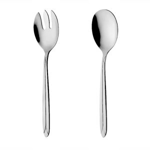 قاشق و چنگال سالاد ناب استیل طرح پالرمو استیل براق (2 پارچه)