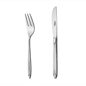 کارد و چنگال میوه خوری 6 نفره ناب استیل طرح پالرمو استیل براق (12 پارچه)