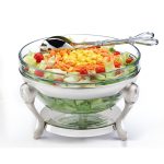 سوفله سالاد خوری تک استیل مدل نگین دار (استیل)