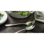 قاشق و چنگال سالاد ناب استیل طرح واریان (2 پارچه)