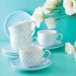 سرویس چینی زرین 6 نفره چای خوری اسپاتی آبی (12 پارچه)