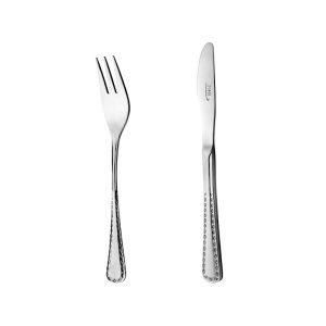 کارد و چنگال میوه خوری 6 نفره ناب استیل طرح برلین استیل براق (12 پارچه)