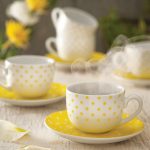 سرویس چینی زرین 6 نفره چای خوری اسپاتی زرد (12 پارچه)