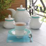 سرویس چینی زرین 6 نفره چای خوری ژانتی فیروزه ای (18 پارچه)