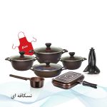 سرویس قابلمه گرانیتی کاندید مدل پروانه (19 پارچه)