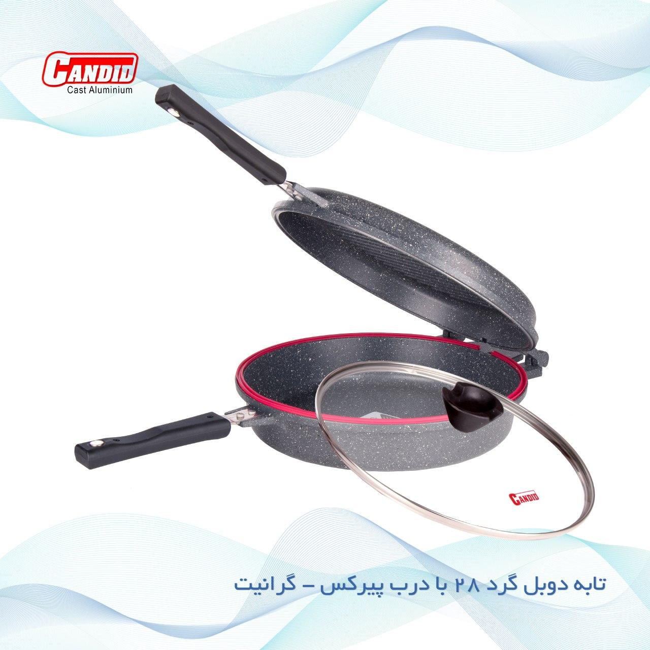تابه دوبل گرد گرانیتی کاندید (سایز 28) - خاکستری تابه دوبل گرد گرانیتی کاندید (سایز 28) - خاکستری