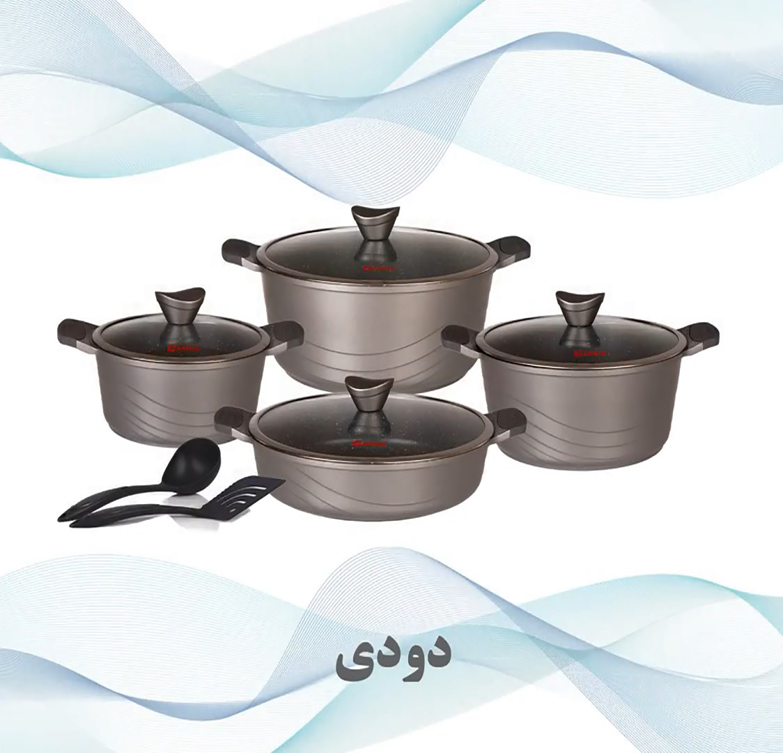 سرویس قابلمه گرانیتی کاندید مدل اوشن (10 پارچه) - دودی سرویس قابلمه گرانیتی کاندید مدل اوشن (10 پارچه) - دودی