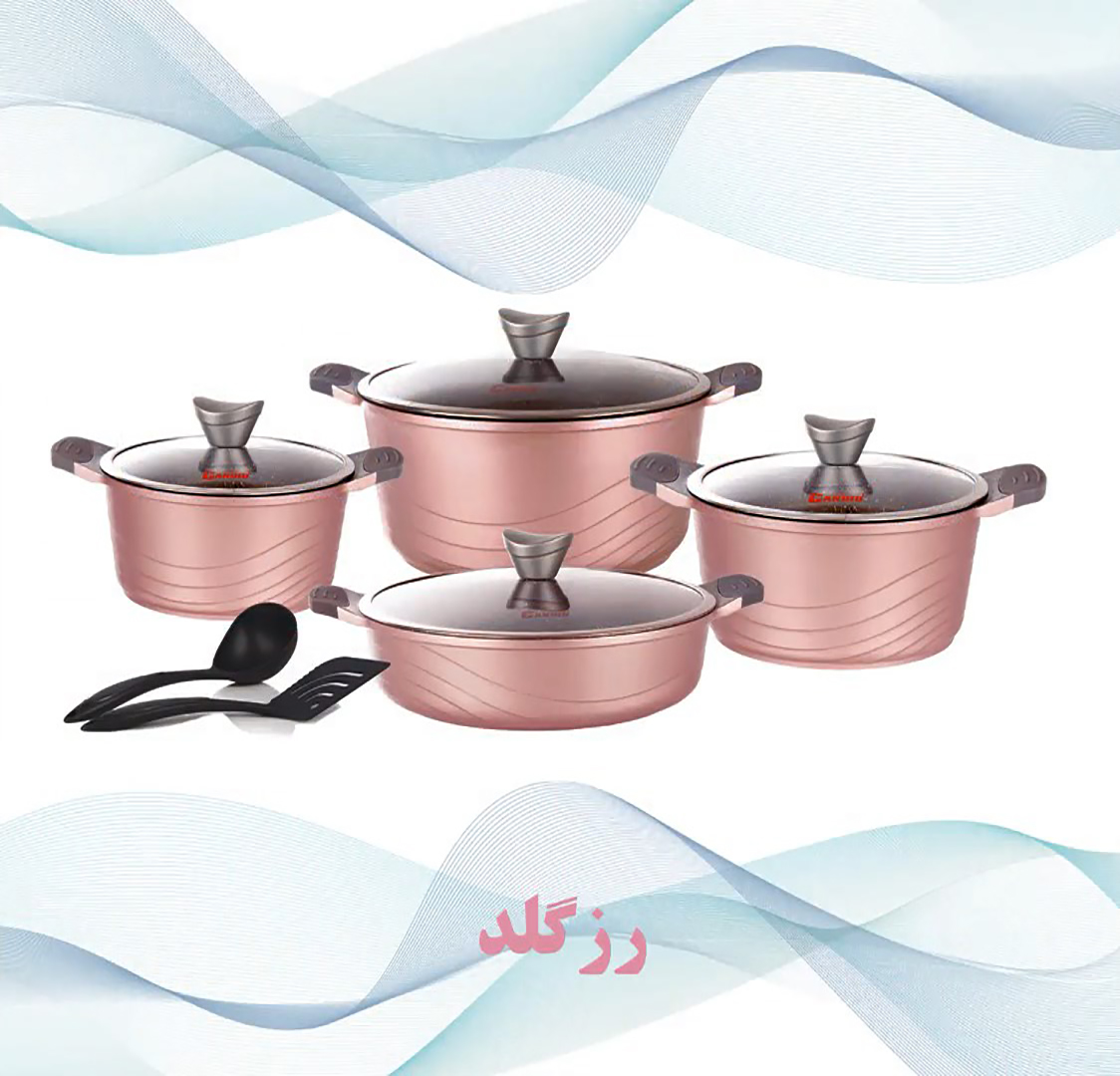 سرویس قابلمه گرانیتی کاندید مدل اوشن (10 پارچه) - رزگلد سرویس قابلمه گرانیتی کاندید مدل اوشن (10 پارچه) - رزگلد