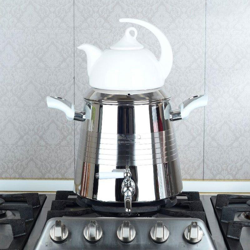 813-White-Croupset-Kettle-Teapot-Set-02 ست کتری و قوری کروپ ست مدل هرمی کد 813 - سفید