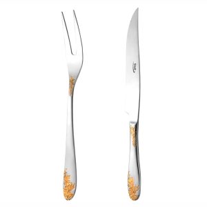 کارد و چنگال سرو بره ناب استیل طرح امپریال طلایی (2 پارچه)