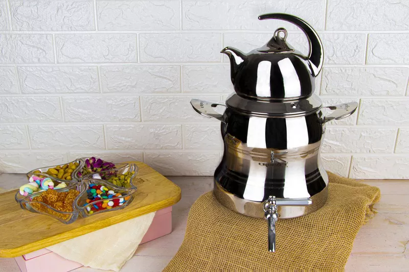 804-Steel-Croupset-Kettle-Teapot-Set-01-w ست کتری و قوری کروپ ست مدل رونیکا کد 804