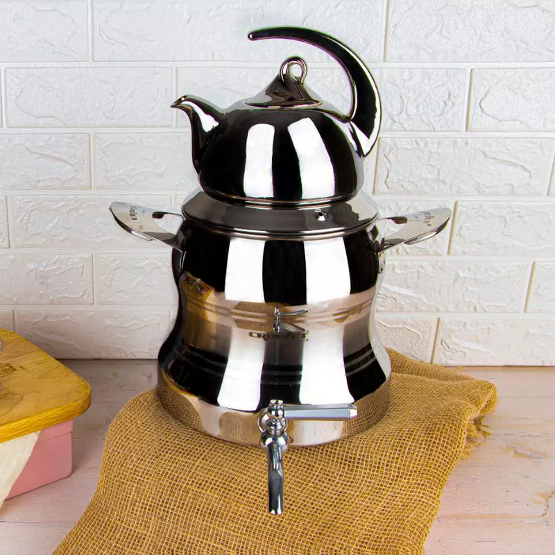 804-Steel-Croupset-Kettle-Teapot-Set-02-w ست کتری و قوری کروپ ست مدل رونیکا کد 804