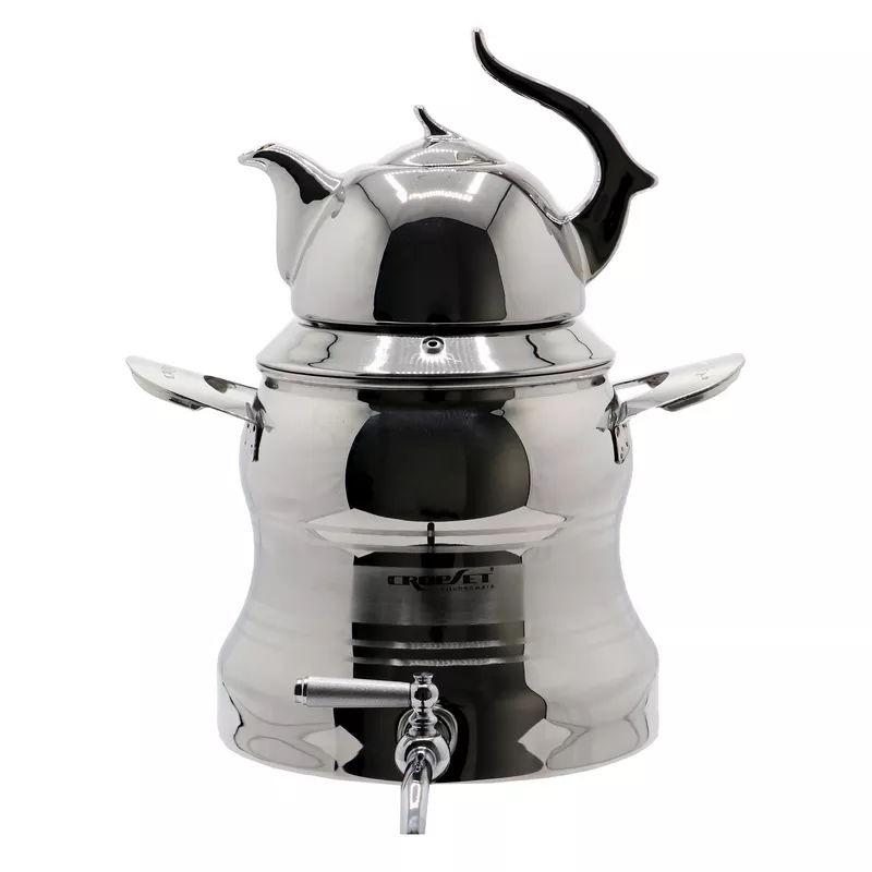 804-Steel-Croupset-Kettle-Teapot-Set-03-w ست کتری و قوری کروپ ست مدل رونیکا کد 804