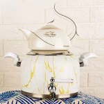 ست کتری قوری کروپ ست مدل رنگی ماربل کد 915