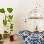 ست کتری قوری کروپ ست مدل رنگی ماربل کد 915