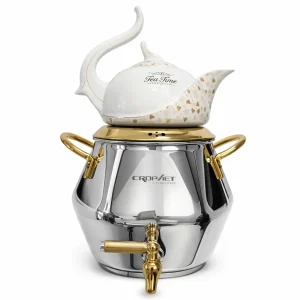 ست کتری قوری کروپ ست مدل الماس طلایی کد 707