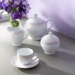 سرویس چینی زرین 12 نفره کامل کلارا گلبهی (74 پارچه)