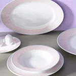 سرویس چینی زرین 12 نفره کامل کلارا گلبهی (74 پارچه)