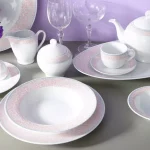 سرویس چینی زرین 12 نفره کامل کلارا گلبهی (74 پارچه)