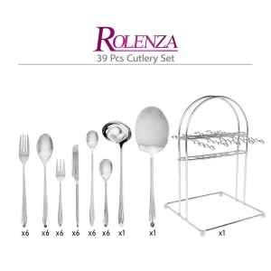 سرویس قاشق و چنگال 6 نفره رولنزا مدل A48 استیل براق (39 پارچه)