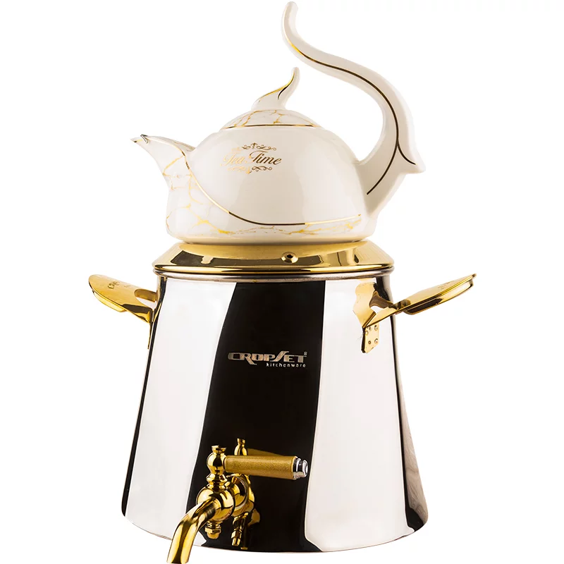 ست کتری قوری کروپ ست مدل آرسس طلایی کد 902