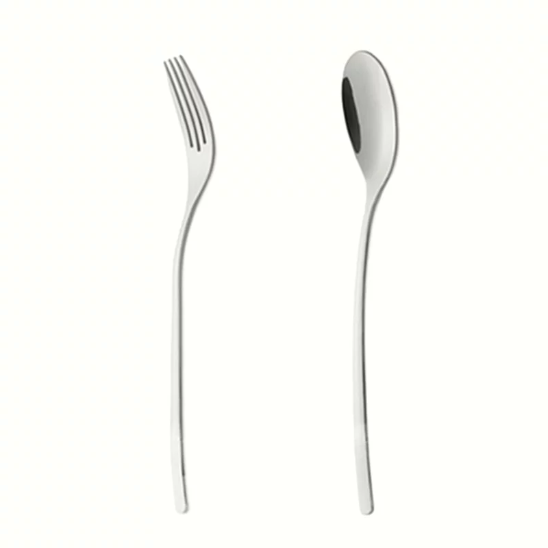 قاشق و چنگال غذاخوری 6 نفره ناب استیل طرح رجینا براق (12 پارچه)