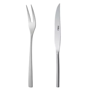 کارد و چنگال سرو بره ناب استیل طرح فلورانس مات (2 پارچه)