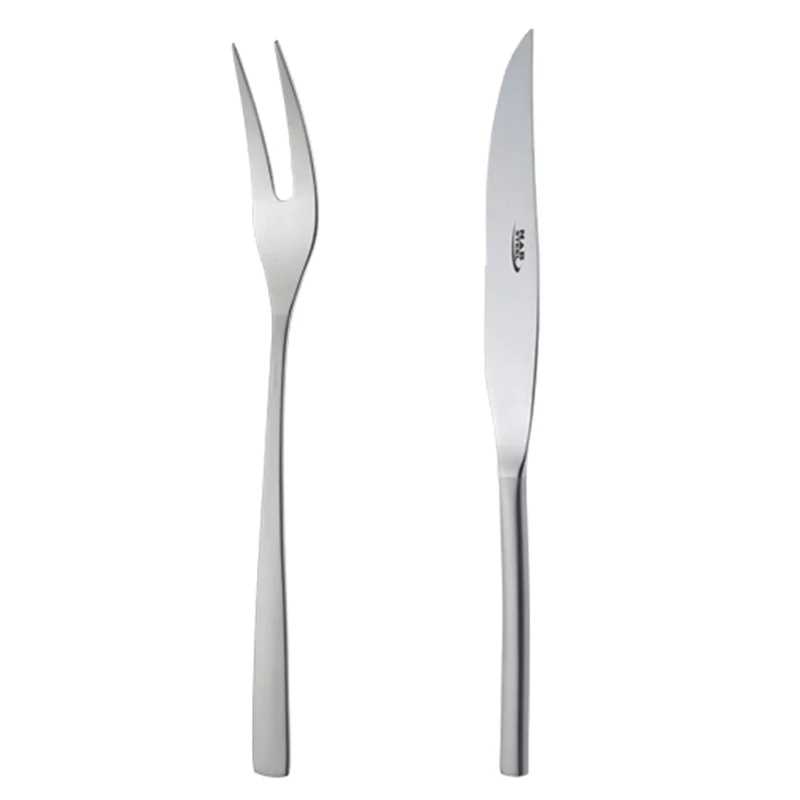 کارد و چنگال سرو بره ناب استیل طرح فلورانس مات (2 پارچه)