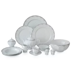 سرویس چینی زرین 12 نفره کامل النور پلاتینی (80 پارچه)