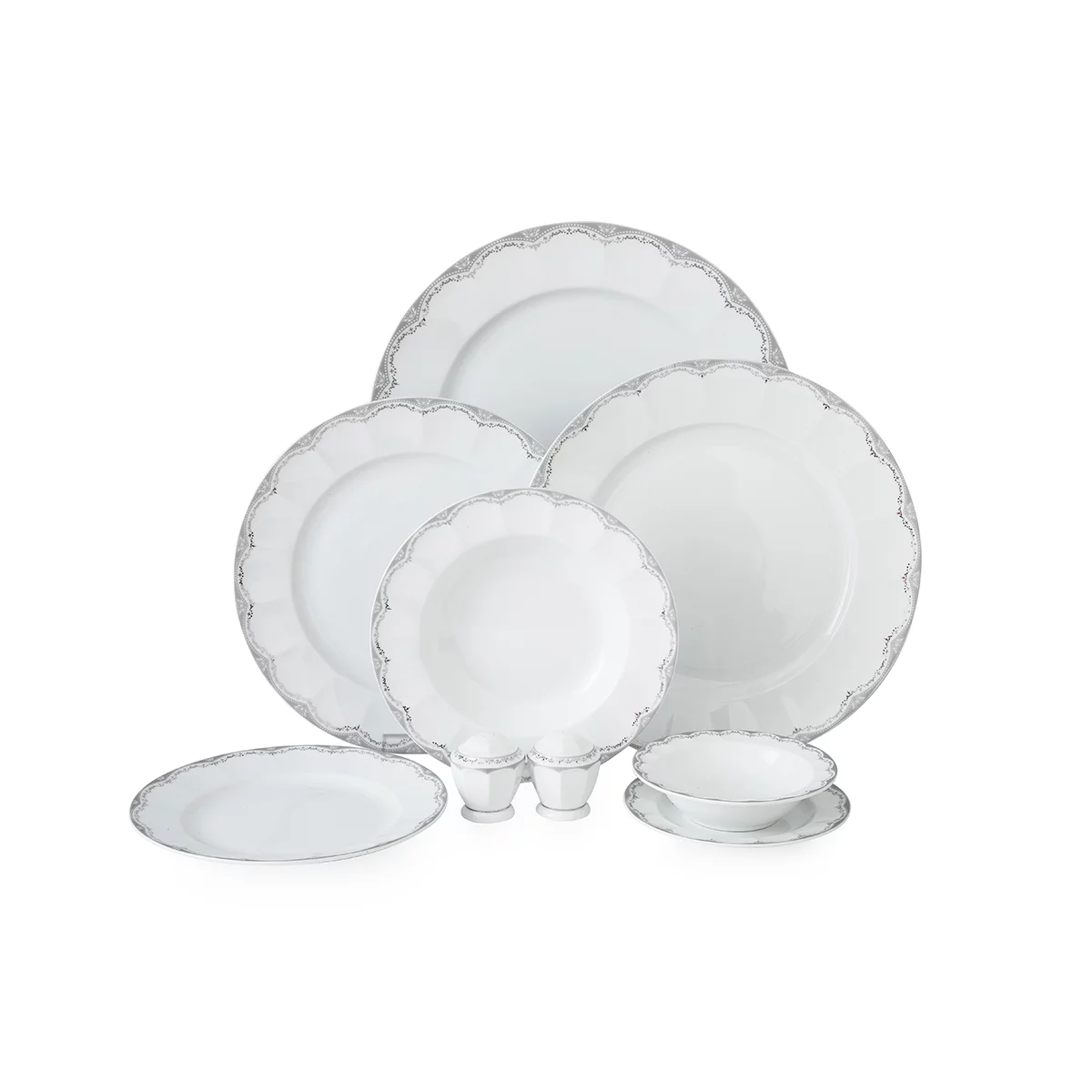 سرویس چینی زرین 6 نفره غذاخوری النور پلاتینی (29 پارچه)