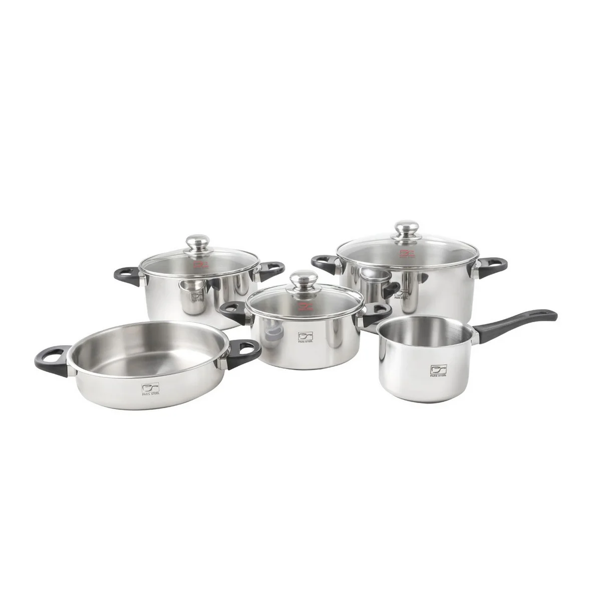 سرویس قابلمه پارس استیل کف سه لایه دسته باکالیت (8 پارچه)
